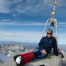 On top on Monte Adamello (3539 meters high), North view to the Ortler group